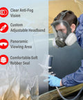 Person using Full Face Reusable Respirator For Organic Vapors And Dust, Compatible With Particulate Filters, in a painting task