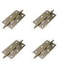 Straight Up Premium Rustproof 2.5 Inch Square Door Hinges Featuring Vintage Antique Brass Crown Details, Heavy Duty Cabinet Hardware.