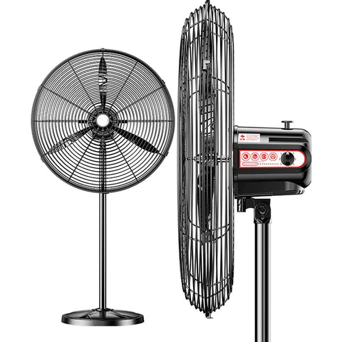 Heavy Duty Industrial Wall Fan With Remote Control And 3 Speeds delivering massive airflow, showcasing a robust design with copper motor.