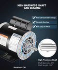 1HP Air Compressor Electric Motor, 5/8 Inch Keyed Shaft, 56 Frame, Single Phase 115/230V, 3450 RPM, CCW Rotation with diagram