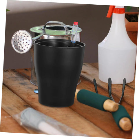 Self Watering Plant Pots For Beginners No Fuss Easy Care Indoor Planters With Built In Water Reservoir System Durable Plastic Flower Pots For Low Maintenance Indoor Garden On Patio Balcony black plastic pot