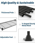 Five Tier Heavy Duty Metal Storage Shelves 60 Inch Wide Wire Shelving Unit Built To Last Holds A Beefy 1325 Lbs Total Load 265 Lbs Per Shelf Corner L Shaped Standing Rack For Garage Kitchen Pantry Basement 13.8 Inch Deep 70.5 Inch High thickened poles and adjustable feet