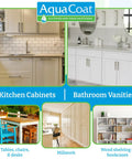 Heavy Duty Water Based White Wood Grain Filler Gel For Cabinets in images of kitchen cabinets and bathroom vanities.