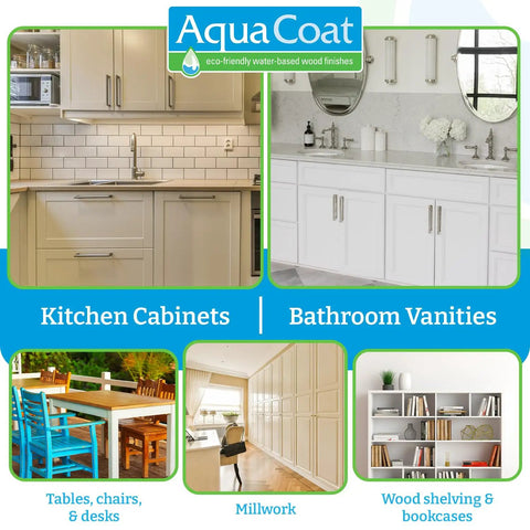 Heavy Duty Water Based White Wood Grain Filler Gel For Cabinets in images of kitchen cabinets and bathroom vanities.