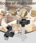 Beefy Spoilboard Surfacing Router Bit Pro Grade 3 Wing Carbide Insert Planing Bit With Quarter Inch Shank And One Inch Cutting Diameter For Wood And MDF shown in a woodworking setting.