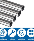 304 stainless steel tubes, 1-3/4 in OD × 1 ft, welded round tubes; multiple pieces shown
