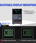 Programmable DC Power Supply 0 to 150V 5A 300W For Lab Bench showing adjustable display brightness with comparison