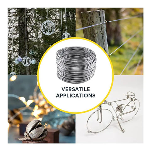 Coiled 18 Gauge Galvanized Hobby Wire 110 Ft for crafts, plant ties, garden support, and DIY projects versatile applications.