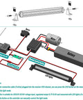 Wiring diagram for Beefy 30 LED 5.3 Inch Aluminum Roof Light Bar For RC Crawlers with connection details for Axial SCX10 TRX4 TRX6.