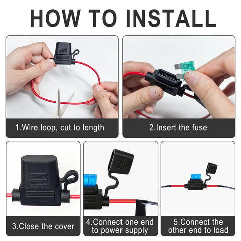 Installation guide for Heavy Duty 12V Waterproof Inline Fuse Holder Kit For Auto Truck Marine RV And Boat Rigs Featuring 35 Assorted Car Fuses Road Ready Plug N Play Hot Wire Protection.