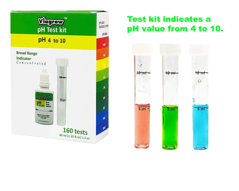 PH Test Kit Drops With Vial 160 Tests 4.0 To 10.0 PH Range 1.4 Oz White Easy To Use Drops For Hydroponics And Ponds No Guesswork Color Indicator Get Your Grow On box and color vials