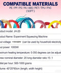 Kickstart Your Maker Rig With Slick 1000W Filament Extruder compatible materials chart for various plastics.