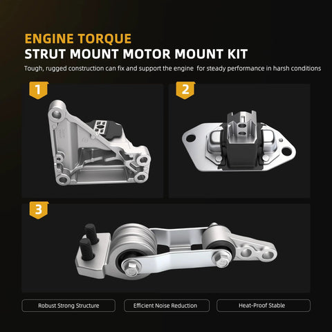 JAVOUKA engine motor mount kit for Volvo S60/S80/V70/XC70/XC90; three-part bracket, top mount, link arm