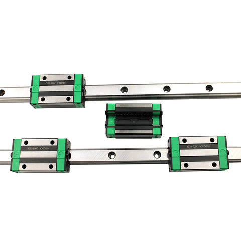 Two Piece HGR20 400mm Linear Rail And RM1605 450mm Ballscrew Kit with green slide blocks visible