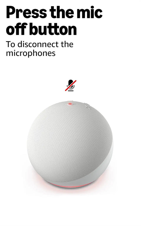 Straight Up Sleek Compact Smart Speaker With Ace Voice Recognition For Effortless Bluetooth Streaming And Hands Free Commands Ideal For Bedroom Chill Vibes Kitchen Timer Runs Or Home Office Grind Fresh Glacier White Build showing the mic off button