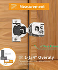 Ten Pack Concealed Cabinet Hinges One And One Quarter Inch 4D Overlay Soft Close For Face Frame Doors Satin Nickel Finish 105 Degree Open Angle Self Closing Stainless Steel on face frame cabinet, 1-1/4" overlay