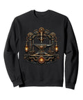 Classic Fit Steampunk Sweatshirt Featuring Industrial Anvil Gear Mechanism in black, designed for blacksmiths and mechanics.