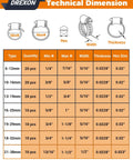 Technical dimensions chart for 100 Pc Hose Clamp Kit With 304 Stainless Steel Worm Gear Clamps, assorted sizes