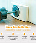 Wall Guard For Baby Gates And Pet Gates Made In USA Indoor Kid Safe Wall Protector For Pressure Mounted Gates Keeps Walls From Scratches And Dings White Finish shown in easy installation steps.