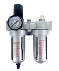 Front view of Mid Flow Heavy Duty Air Control Unit With Auto Drain For Compressors Moisture Filter Regulator Oiler Separator Lubricator Combo