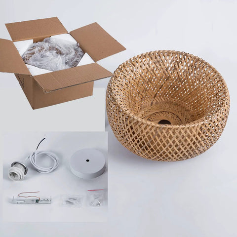 Handwoven Natural Rattan Pendant Light For Kitchen Island And Living Spaces, 17.7 Inch Bamboo Lamp Chandelier, Eco Friendly Non Toxic Ceiling Fixture, Durable Woven Pendant With Dope Rustic Modern Vibe