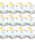 Ultra Thin 6 Inch LED Recessed Lighting 12 Pack Canless Retrofit Fixtures, Dimmable 2700K To 5000K CCT, surface view