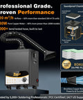 Beefed Up Solder Fume Extractor With 180W Motor And 320 m3 Per Hour Airflow showing soundproof chamber and prefilters.