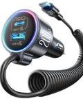 Heavy Duty 200W Car Charger With Usb C Fast Charge And Compact Gan Power Featuring Pd 100W Dual Output For A Built Different Road Ready Setup That Absolutely Slaps With coiled cord.