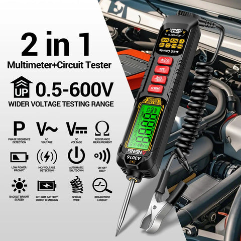 Rechargeable A3015 Upgrade 0.5V To 600V Multimeter And AC DC Test Light Handheld Circuit Tester Pen For Car Battery Polarity And Phase Sequence Detection Auto Repair Essential in engine bay