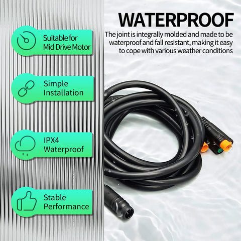 Electric Bike Waterproof 8 Pin 1T4 1T5 Cable Controller Kit With Light E Brake Throttle Display And Conversion Cable For E Bike Upgrades And DIY Projects