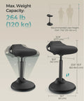 Ergonomic Wobble Stool With Height Adjustable Desk Seat For Standing Use, 23.6 To 33.3 Inches Range, Swivel Balance Chair dimensions