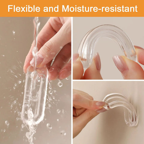 Clear PU Self-Adhesive Recessed Finger Pulls showcased as durable and water-resistant, demonstrating flexibility and easy installation.