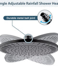 Spa Quality 9 Inch Rain Shower Head Delivers High Pressure Waterfall Spray, Adjustable Angle view with metal ball joint