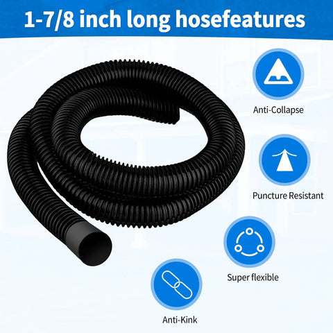 Seven Foot Replacement Hose For Wet Dry Vacuums 1 7 8 Inch Inlet Industrial Grade Vacuum Hose Attachment Heavy Duty Flexible