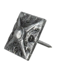 Heavy Duty Square Upholstery Nails Crafted From Solid Steel With Rich Pewter Finish, 5/8 in head, designed for furniture restoration.