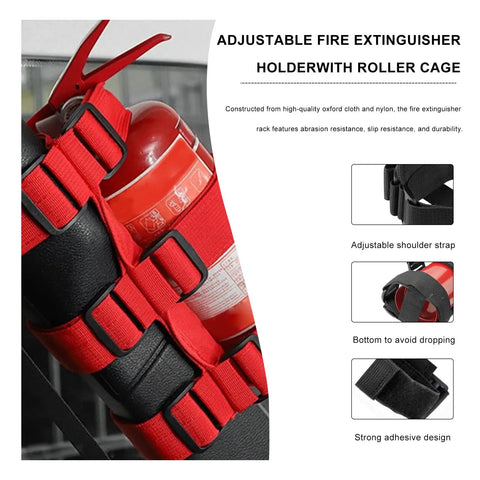 Heavy Duty Adjustable Roll Bar Fire Extinguisher Bracket With Hella Tough Nylon Straps And Badass Usa Flag Design For Jeep Wrangler Jk Jku Gladiators Black