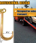 2 Pack 15 Inch J Hooks With Coupling Link For Tow And Recovery Yellow Zinc Plated J Hook and vehicle on trailer