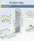 Product size dimensions for Heavy Duty L Brackets For Wood Framing Rugged Galvanized Cold Rolled Steel Angle Corner Braces Pro Grade Diy Shelf Support Hardware Kit 4 Pack.