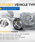 New 12V 120Amp Alternator Fits 2007 2010 Nissan Altima 2.5L, 2010 2013 Rogue, 2014 2015 Rogue Select, and 2007 2012 Sentra Replacement