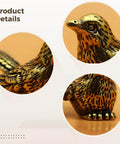 Close-up of Brass Sparrow Hinge Heads Set Of Four Vintage Bird Figurines showing lifelike feather detailing and solid brass construction.