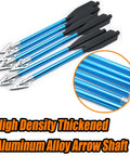 6.3 Inch Mini Crossbow Bolts With Bright Colors And Replaceable Tips showing sharp stainless blades and aluminum shafts