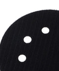 Close-up of Pro Grade 5 Inch 8 Hole Hook and Loop Soft Sponge Buffer Pad for Sanding and Polishing showing holes detail.