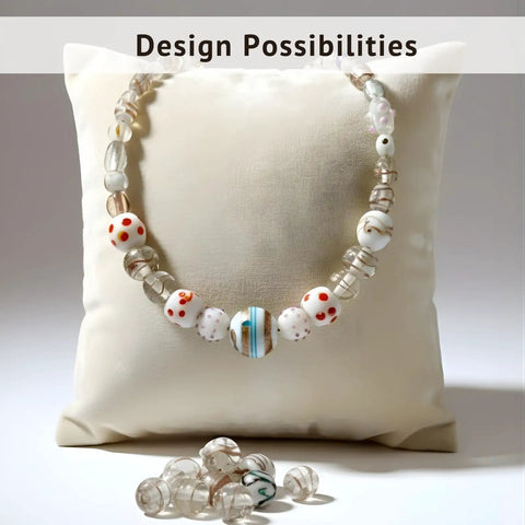 Awesome Totally Dope Handcrafted White Lampwork Glass Beads For Jewelry Making Assorted Multi Shape Fancy Spacer Beads Super Swanky Diy Craft Supplies For Ring And Bracelet Creating