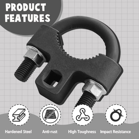 Inner tie rod removal tool, Amazon brand, black carbon steel, 3/8-inch bolts, non-slip teeth