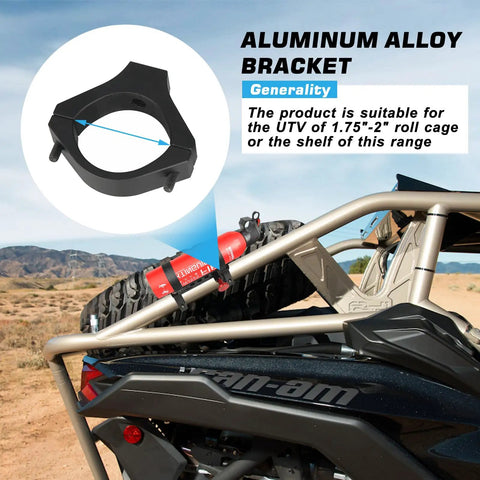Heavy Duty Aluminum Fire Extinguisher Mount Bracket With Quick Release for 1.75 to 2 Inch Roll Bars on Can Am ATV
