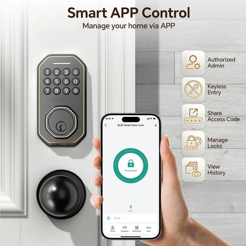 Dead Simple Keyless Entry Door Lock With Knob Set In Classic Oil Rubbed Bronze with smart app control for easy access.