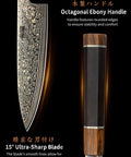 8 Inch Damascus Chef Knife 33 Layer Copper Pattern V Shaped Blade Ultra Sharp Kitchen Essential with octagonal ebony handle
