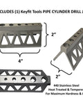 Pipe Drill Jig for Cylinders and Pipes Contractor Grade 440 Stainless Steel Heat Treated Drill Jig 2x4 inches.