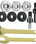 Electric Drill Grinder Wheel Disc Adapter Kit with 6 mm and 10 mm Shafts, includes 2 spanners, 6 nuts for metal deburring, 10-piece set