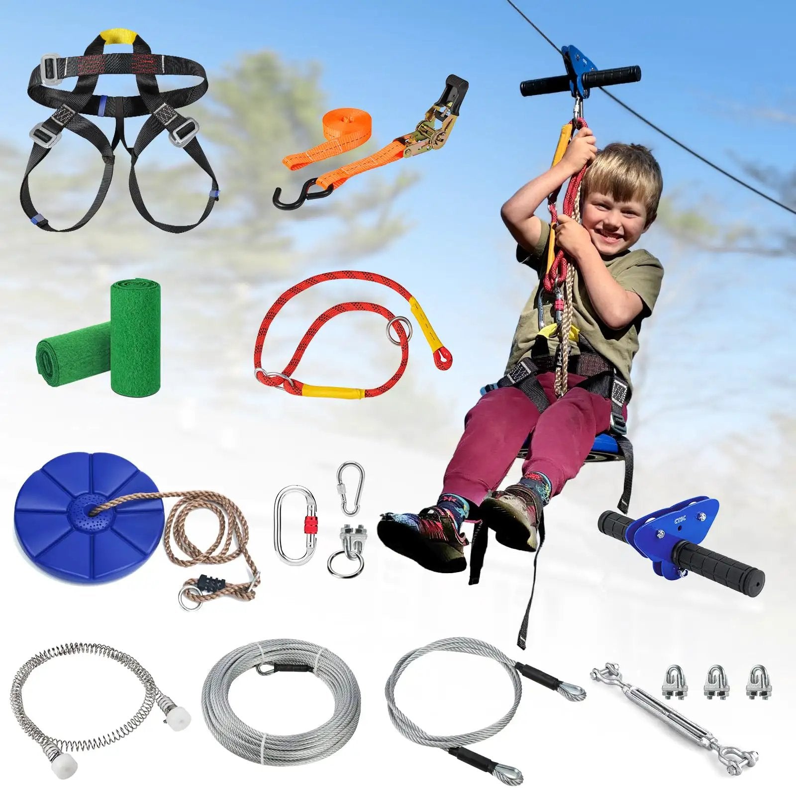 Backyard Zipline Kit For Kids and Adults ✓